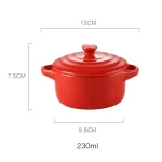 Ceramic Double Ear Bowl Mini Ceramic Glazed Baking Bowl with Lid Breskfast Steamed Egg Pudding Bowl Soup Bowls Microwave Oven 6