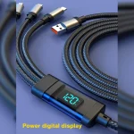 Byscoon 3 in 1 USB Cable Micro USB Type C Cable 120W Fast Charging Digital Display Cord For iPhone 15 14 Samsung S23 Xiaomi OPPO 6