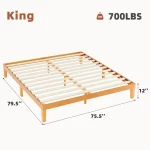 JHK Queen Solid Wood Bed Frame with Sturdy Wood Slat Support No Box Spring Needed Easy Assembly Eco-Friendly For Living Room 3