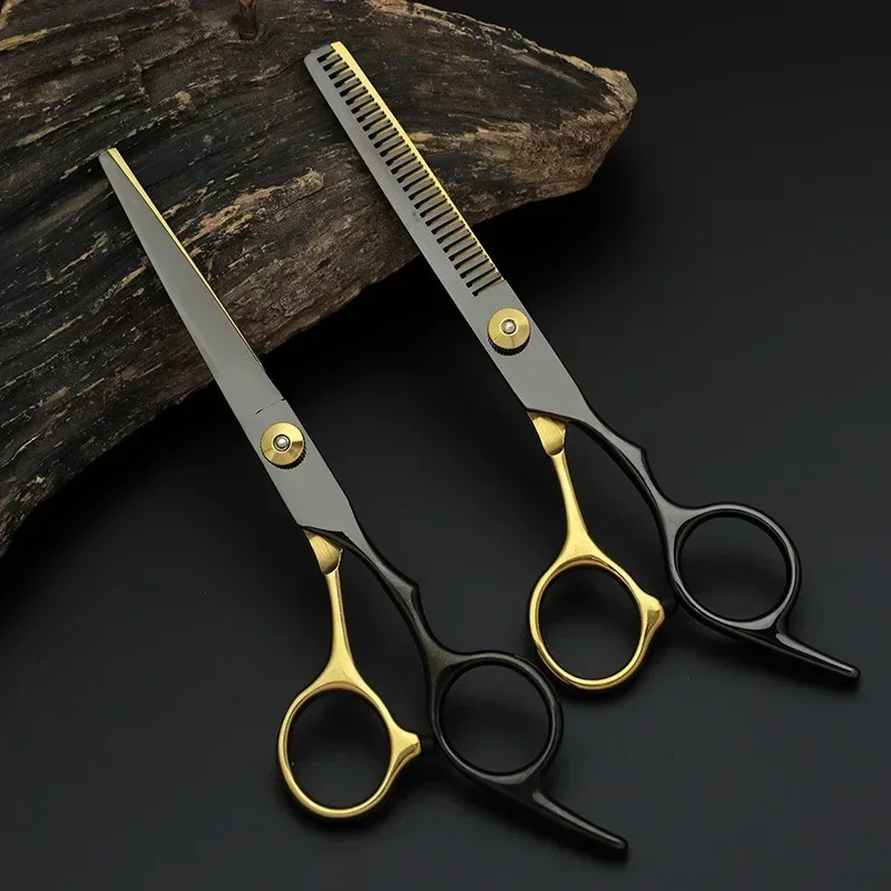 Professional Hair Cutting Scissors, Home Hair Cutting Barber/Salon Thinning Shears, Stainless Steel Hairdressing Black Golden Professional Hair Cutting Scissors, Home Hair Cutting Barber/Salon Thinning Shears, Stainless Steel Hairdressing Black Golden