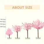 Artificial Cherry Trees Indoor Decor: Handmade Natural Fake Cherry Blossom Pink Tree Outdoor For Party Wedding Christmas 4