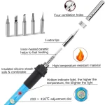 New Electric Soldering Iron 60W Adjustable Temperature Replaceable Soldering Iron Head Soldering Iron Pen Welding Kit 2