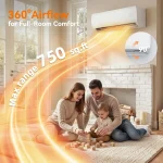 12000 BTU Mini Split AC/Heating System, 19 SEER2 115V Inverter Air Conditioner with 1 Ton Heat pump, Complete, Customized 4