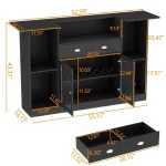 Bar Table Cabinet with LED & Drawer, Mini Liquor Bar with 8-Tier Storage & Stemware Holder, Wine Alcohol Bar Stand, Customized 2
