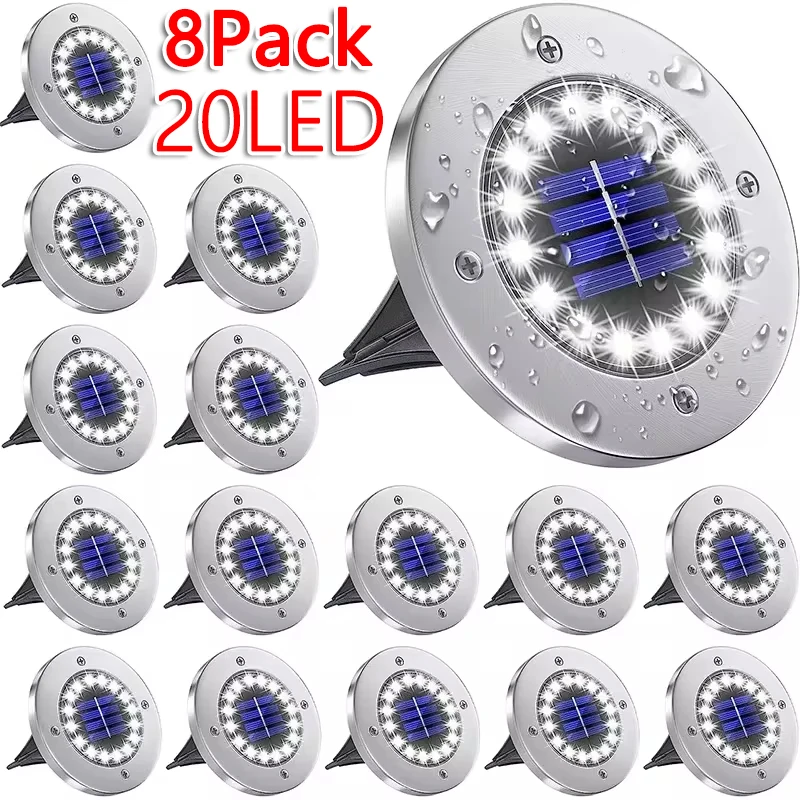 1/4/8Pack Solar Lights Outdoor 8/20LEDs Disk Underground Lamp Spotlight Buried Solar Light for Home Garden Lawn Yard Decoration 1/4/8Pack Solar Lights Outdoor 8/20LEDs Disk Underground Lamp Spotlight Buried Solar Light for Home Garden Lawn Yard Decoration