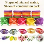 50pcs Mixed Fragrance Incense Sticks, Spiral Shape, Lemon, Rose, Jasmine, Lavender, Orange, 3-4 Hours Burn Time, Mild Fragrance,