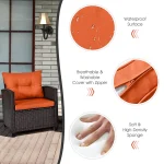 3 PCS Patio Rattan Furniture Set Cushioned Conversation Set Sofa Orange 6