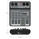 4 Channel Audio Mixer 48V Phantom Power USB Studio Sound Mixers Bluetooth DJ Console Mixing for Karaok 6