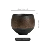 1pc Japanese Style Handmade Stoneware Tea Cup Kung Fu Tea Set Tea Cup Small Single Cup Ancient Style Quiet Road Cup Bowl Teacup 6