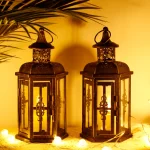 Vintage Nordic Candle Holder Lanterns Candles Aesthetic Hanging Lantern Iron Lantern Black Home Decor Wedding Room Decoration 2