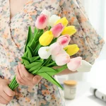10Pcs Artificial Flower Realistic Touch Tulip Scrapbooking Vase Home Decor Wedding Garden Arch Garland  Mother's Day Bouquet diy 2