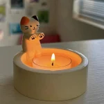 Kitten Candle Holder Cute Cat Candlestick Creative Aromatherapy Candle Holder Durable High Tempe Cartoon Candlestick Decoration 3