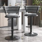 Black And Golds Bar Stool Beige High Kitchen Home Light Luxury Backrest Chair Iron Island Tabourets De Bar Dining Chairs Hocker 3