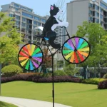 Animal Riding Three-dimensional Cartoon Modelling Windmill Creative Bicycle Wind Spinners Standing Pole Garden Yard Decoration 2