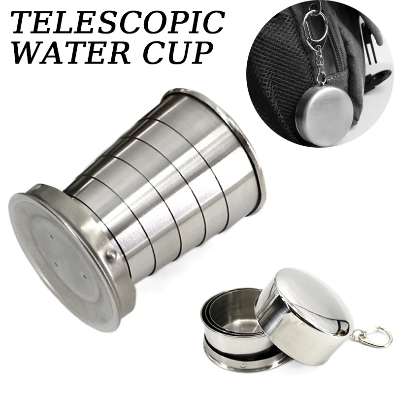 Portable Stainless Steel Folding Cup Telescopic Mug for Tea Camp Utensils Tableware Folded Cup Outdoor Camping 75ml/150ml/250ml Portable Stainless Steel Folding Cup Telescopic Mug for Tea Camp Utensils Tableware Folded Cup Outdoor Camping 75ml/150ml/250ml