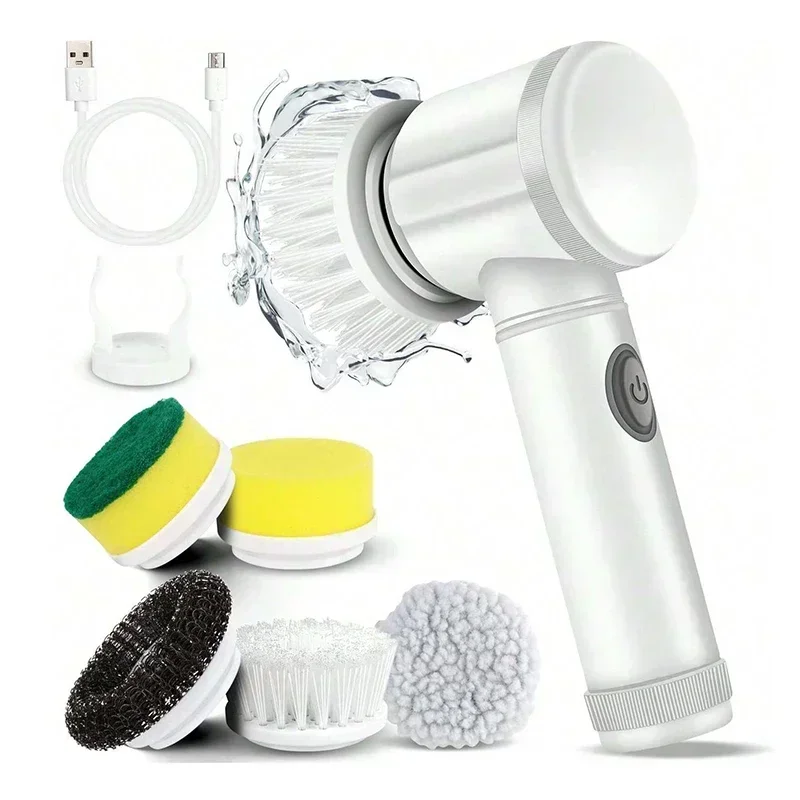 Electric Spin Scrubber Cordless Spin Scrubber with 5 Replaceable Brush Heads Electric Cleaning Brush Cleaning Tools Electric Spin Scrubber Cordless Spin Scrubber with 5 Replaceable Brush Heads Electric Cleaning Brush Cleaning Tools