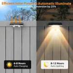 1-4Pcs Solar Fence Lights Solar Powered LED Deck Light Color Changing Waterproof Outdoor Illumination for Fence Posts Balcony 2