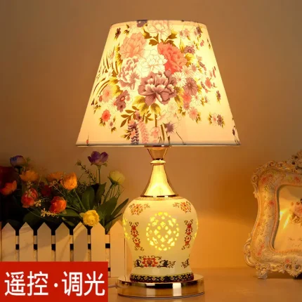 European American Style Vintage Creative Floral Table Lamp Vintage Ceramic Warm Light Perfect For Bedroom Living Room Led Lamps