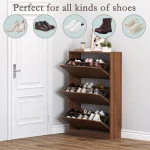 Shoe Cabinet with 3 Flip Drawers, Slim Narrow Shoe Storage Cabinet, Freestanding Shoe Organizer with Adjustable 4