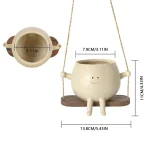 Resin Cartoon Swing Wall Hanging Flowerpot - Creative Head Planter for Home Garden Patio Decor, Multifunctional Outdoor Planters 6