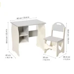 US Kids Desk and Chair Set Multifunctional White and Grey Toddler Student Writing Table Set for Home School 6