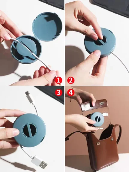 2024 New Data cable storage box cable winder organizer and storage artifact mini portable anti-tangle cable winder