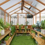 6x10 FT Wooden Greenhouse,Natural Wood Garden House for Plants,Heavy Duty Green House with Polycarbonate Panel,, Customized 3