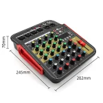6-Channel Audio Mixer Outdoor Conference Audio USB Bluetooth-compatible Reverb Audio processor Sing Live with Sound Card Mixers 6