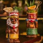 Hawaiian Style Brown Tiki Mug Creative Cocktail Mug Cup Zombie Ceramic Tiki Mug Drinkware Cup Mug For Tiki Bar Party 5