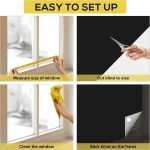 DIY Portable Travel Blackout Curtain Blind Window Thermal Insulated Kitchen Curtains Stick On Non-perforated Black Cloth 3