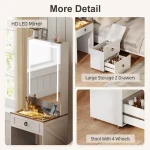 Illuminated Makeup Vanity Desk with Glass Surface and Charging Port 5
