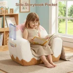 Toddler Chair for Ages 16, Soft Sherpa Kids Sofa with Book Pocket amp Carry Handle, Cozy SingleSeat Couch for Playroom or Bedroo 6