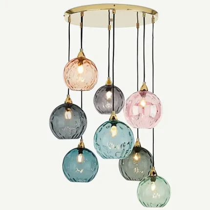 Modern Glass Chandelier Nordic Lustre Led Pendant Light for Living Room Restaurant Classical Colorful Glass Hanging Lamp Fixture