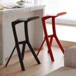 Scandinavian Modern High Bar Stool with Eco-Friendly PP Backrest Geometric Design Durable Plastic Kitchen Chair for Home 3