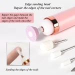 YIKOOLIN Portable Nail File Care Set LED Light Adjustable 4 Speed with 12 Attachment Drill Bits USB Charge Home Use 4