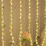 2 M 20 Light Always on Battery Box Willow Curtain Lamp Decorative Light String Imitation Leaf Wrought Iron Basket Copper Wire 6