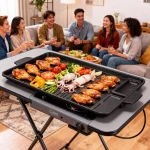 Korean Grill Meat Plate Aluminum Titanium Coating Barbecue Pan Camping Board Griddle for Outdoor Cassette Stove and Induction 5