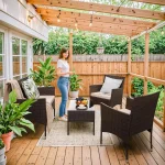 4 Pieces Outdoor Patio Furniture Sets Rattan Chair Wicker Set,Outdoor Indoor Use Backyard Porch 4