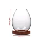 Transparent Glass Candlesticks Hollow Windproof Candle Holder Round with Wood Base Candle Cup Cover Dining Table Decoration 6