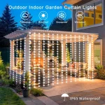 Solar LED Curtain Light Outdoor Garland Solar Fairy String Light Copper Wire Lamps for Garden Yard Wedding Party Holiday Decor 6