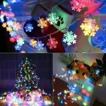1pc LED Christmas Snowflake String Light Indoor & Outdoor Hanging Decorative Lighting Fairy Atmosphere Lamp For Garden Party 6
