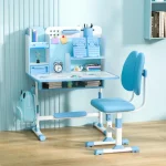 2Pcs/Set Height Adjustable Children School Study Table Chair Set with Sitting Corrector Kids Study Desk Chair Set Ergonomic