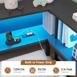 Twin Bed with Storage Drawers, Bookcase, Charging Station, LED Lights, and Daybed for Kids & Teens in Black 5