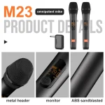 Wireless Microphone M23 UHF 2 Channel Karaoke System With Rechargeable Receiver Cordless Handheld Mic For Church Party Speaker 2