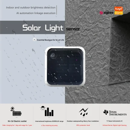 Tuya Zigbee Solar Light Sensor Waterproof IP65 Outdoor Brightness Detection Real Time Luminance Sensor Easy To Install