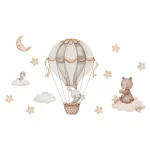 Cartoon Hot Air Balloon Animals Bear Rabbits Wall Stickers for Child Room Boy Room Decoration Nursery Baby Room Decoration Decal 6