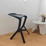 Scandinavian Modern High Bar Stool with Eco-Friendly PP Backrest Geometric Design Durable Plastic Kitchen Chair for Home 4