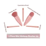 5pcs Mini Travel Size Makeup Brushes Set Complete Function Cosmetic Brushes Kit with Storage Case And Mirror for On-the-Go 6