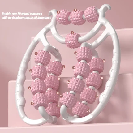 1pcs Trigger Point Massage Foam Roller Stick for Arms, Tennis Elbow Muscle Roller,Hard Spiky Massage Ball and 20 Wheel Cellulite