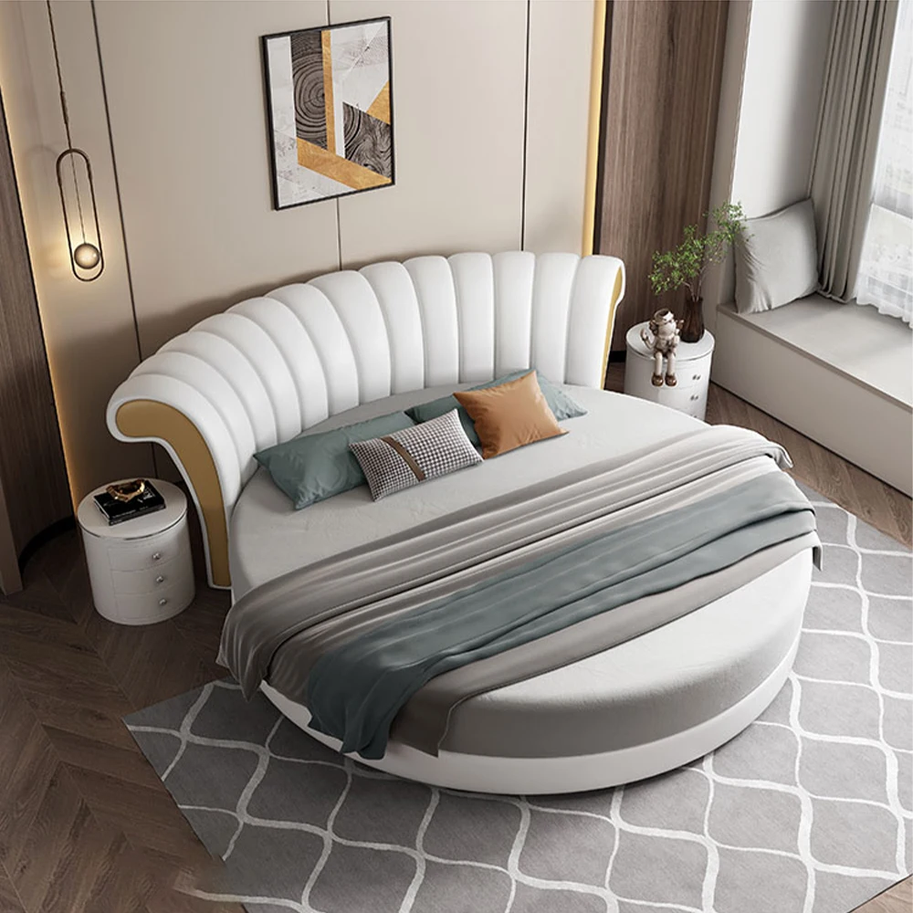 Upgrade Your Sleeping Experience with Linlamlim Round Leather Bed Frame Italian Genuine Leather Double Beds Lit 2 Personnes Upgrade Your Sleeping Experience with Linlamlim Round Leather Bed Frame Italian Genuine Leather Double Beds Lit 2 Personnes